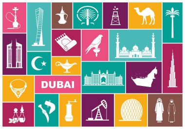 BAE geleneksel semboller. Düz vektör simgeler