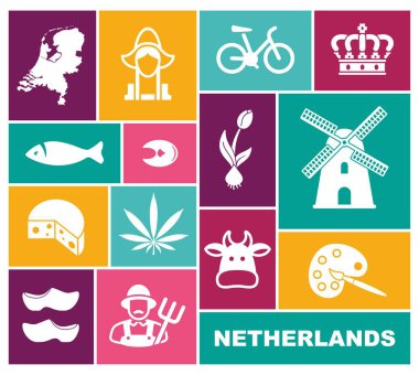 Hollanda'nın geleneksel semboller. Düz simgeler