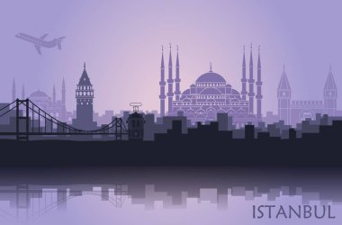 Landscape of the Turkish city of Istanbul. Abstract skyline with the main attractions clipart