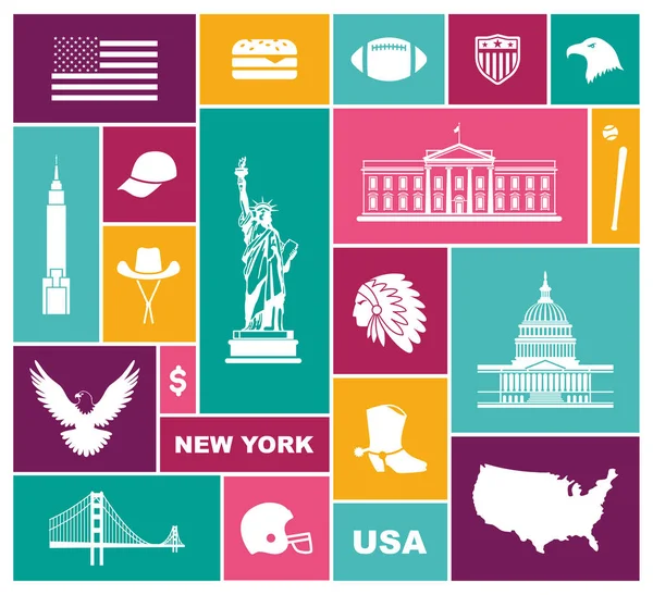 Simboli degli Stati Uniti. Icona vettoriale piatto — Vettoriale Stock