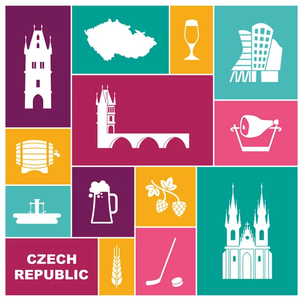 Symbols of the Czech Republic. Flat vector icon — Stock Vector