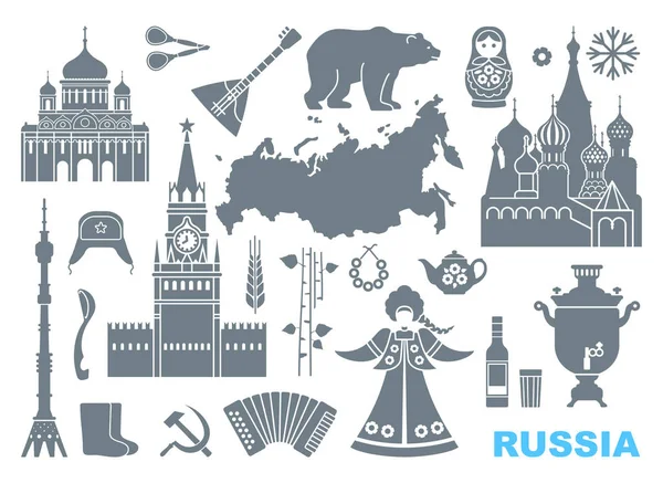 Set of icons on the theme of Russia — Stock Vector