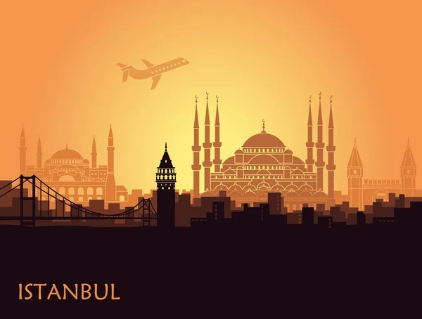 Los símbolos turísticos tradicionales de Turquía en forma de corazón — Vector de stock