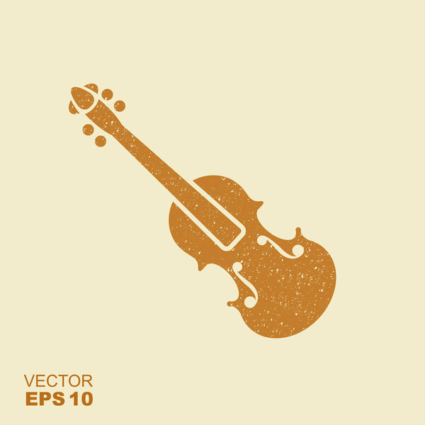 Икона скрипки. Музыкальный инструмент Символ с царапанным эффектом в отдельном слое

