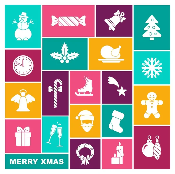 Colección de símbolos de año nuevo y Navidad — Vector de stock
