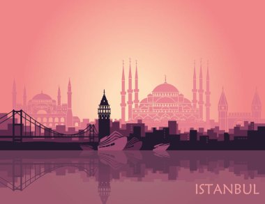 Istanbul Türk şehri manzara. Ana konumlar ile soyut manzarası