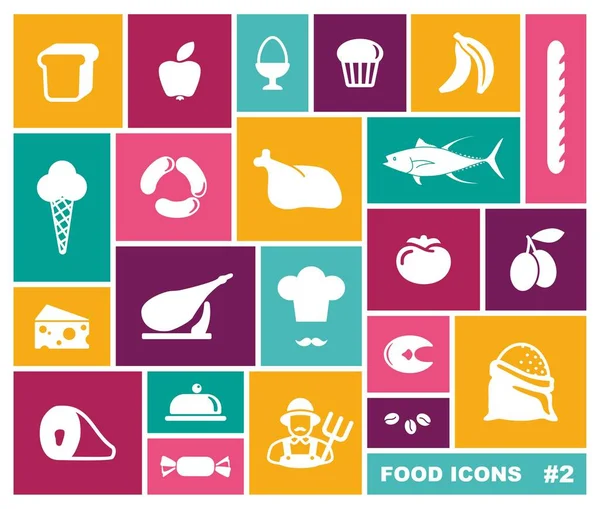 Food icon set in flat style. Vector illustration — Stock Vector