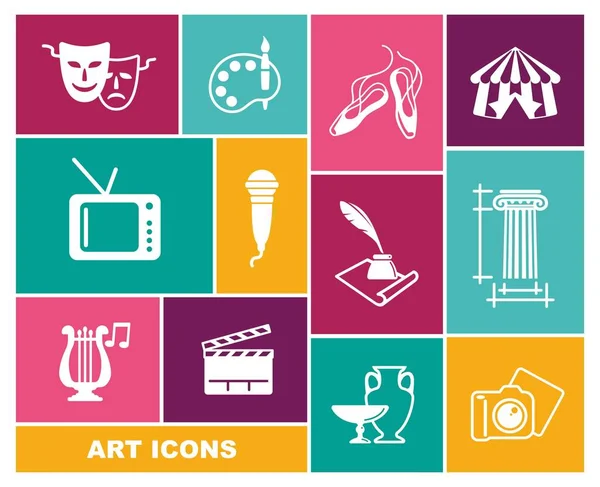 Iconos vectoriales de cultura y arte en estilo plano — Archivo Imágenes Vectoriales