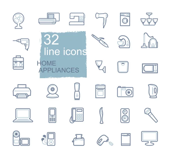 Ensemble d'icônes linéaires pour appareils ménagers. Illustration vectorielle — Image vectorielle