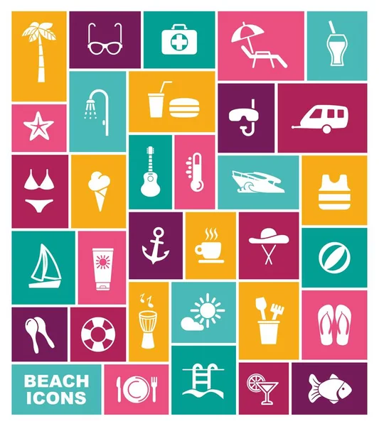 Набір Іконок Тему Пляжного Відпочинку — стоковий вектор