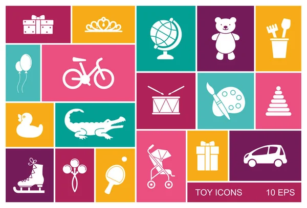 Силуети іграшок для дітей - векторні плоскі іконки — стоковий вектор