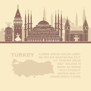 Şablon broşürler Türkiye Haritası ve sınır taşı-in Istanbul