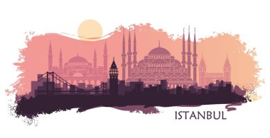 Istanbul Türk şehri manzara. Ana konumlar ile soyut manzarası