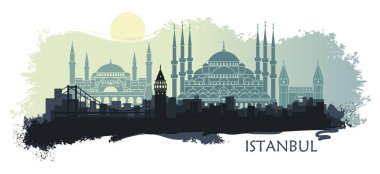 Istanbul Türk şehri manzara. Ana konumlar ile soyut manzarası