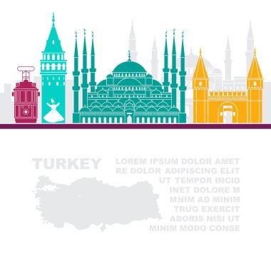 Şablon broşürler Türkiye Haritası ve sınır taşı-in Istanbul