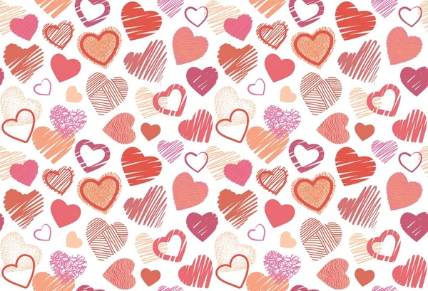 Seamless background of hand drawn stylized hearts — Stock Vector