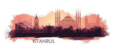Istanbul Türk şehri manzara. Ana konumlar ile soyut manzarası
