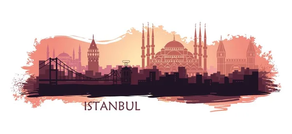 Paisaje de la ciudad turca de Estambul. skyline abstracto con las principales atracciones — Vector de stock