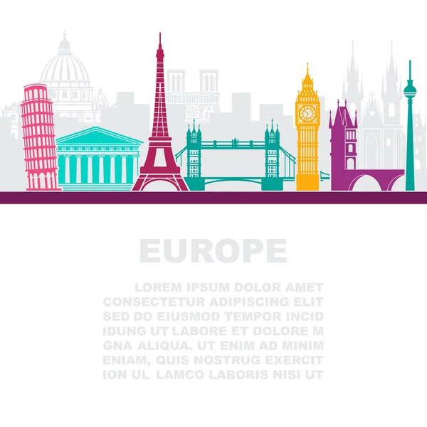 The layout of the leaflets with the sights Europe and place for text — Stock Vector