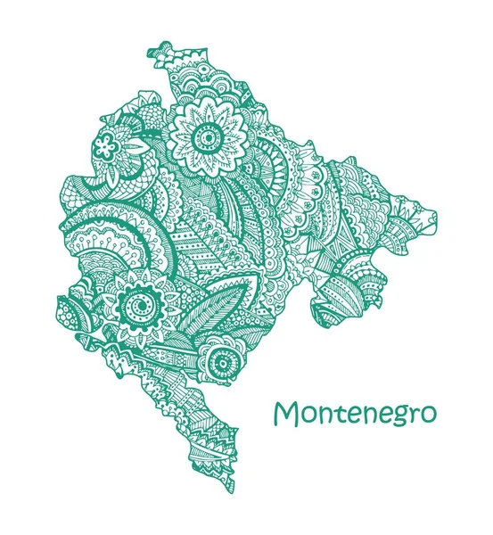 Textured vector map of Montenegro Hand drawn ethno pattern, tribal background. — Stock Vector