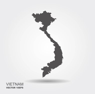 Vektör harita Vietnam. Gölge ile düz vektör simgesi