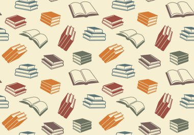 Açık ve kapalı kitap ile Seamless modeli. Vektör arka plan