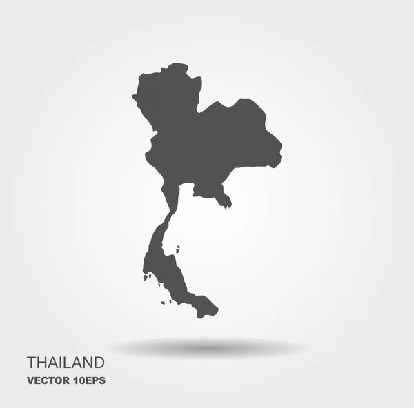 Wektor Mapa Tajlandii. Płaskie wektor ikona z cieniem — Wektor stockowy