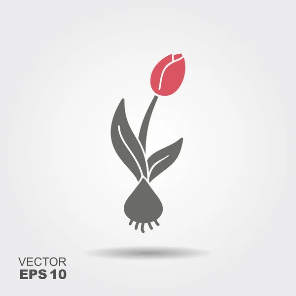 Tulip lapos izzók ikonnal. Piktogram-val árnyék. — Stock Vector