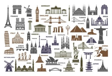 Simgeler dünya turistik ve mimari tarihi yerler
