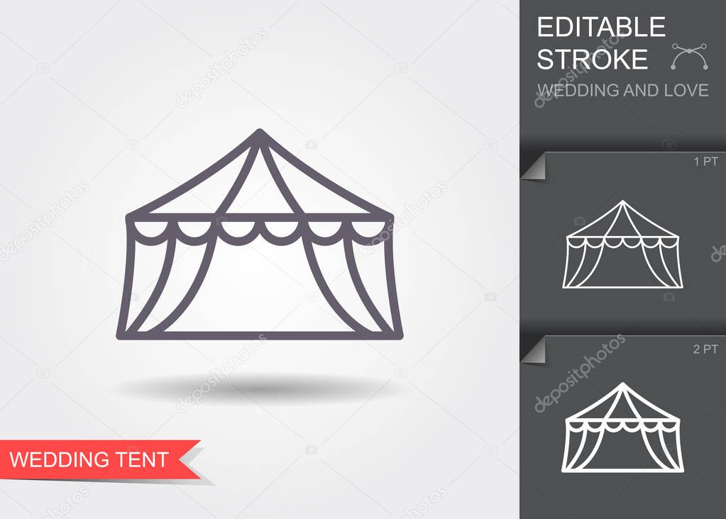 Wedding tent. Line icon with editable stroke. Linear celebration symbol