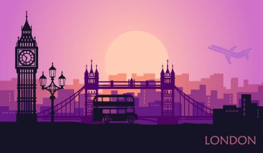 Gün batımında manzaraları ile soyut cityscape Londra