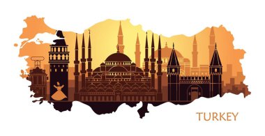 Soyut, yatay, Istanbul 'un turistik Türkiye haritası şeklinde