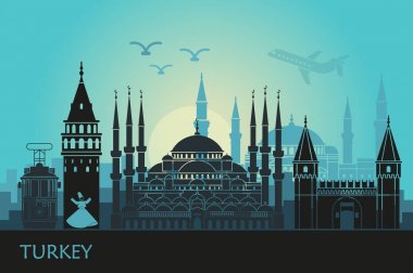 Soyut, yatay, Istanbul 'un ana manzaraları