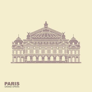 Opera Garnier Paris Fransa. Düz vektör simgesi