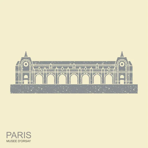 Paris'teki Musee d orsay. Fransa'nın simge simgesi — Stok Vektör