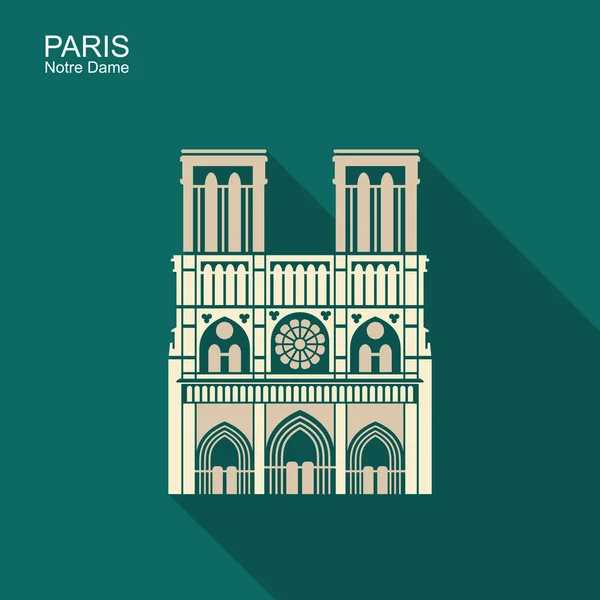 Cattedrale di Notre Dame de Paris, Francia. Icona del vettore — Vettoriale Stock