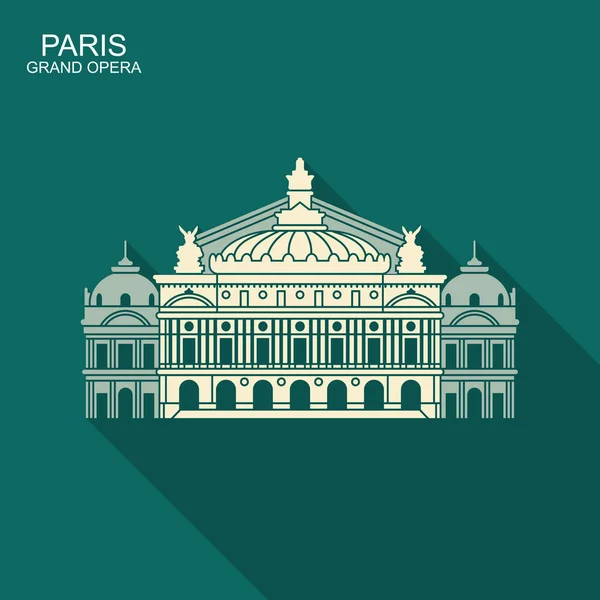 Opera Garnier Paris Fransa. Gölgeli düz vektör simgesi — Stok Vektör