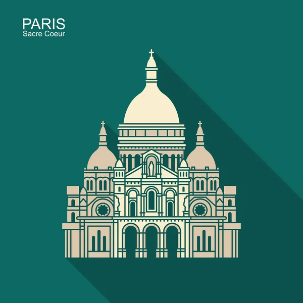 Sacre Coeur Paris Bazilikası. Fransa anıt simge simgesi — Stok Vektör