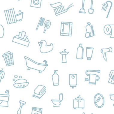 Lineer banyo sembolleri ile dikişsiz monokrom arka plan