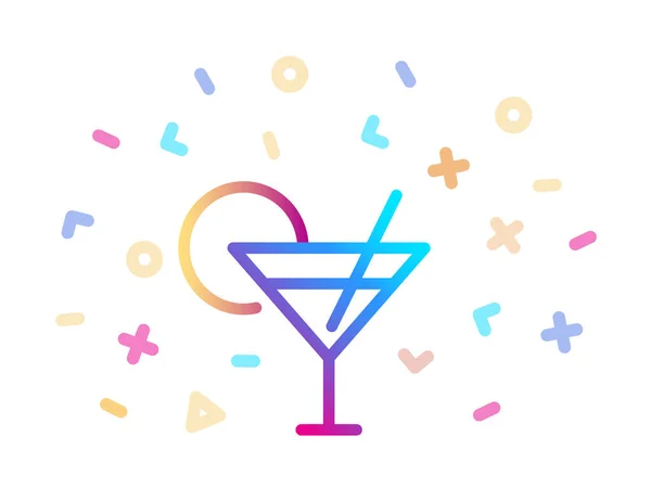 Linjär färgglad cocktail ikon. Symbol för nöje och firande — Stock vektor