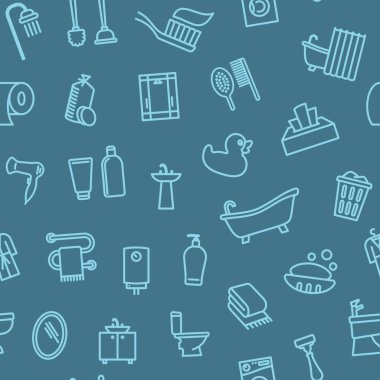 Lineer banyo sembolleri ile dikişsiz monokrom arka plan