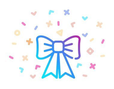 Dekoratif yay şenlikli dekor ile çevrilidir. Vektör simgesi