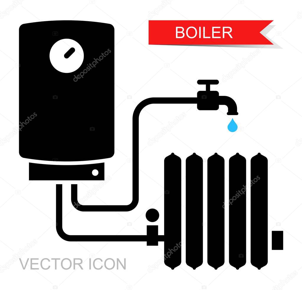 Vector icons of the boiler. Symbol of heating equipment.