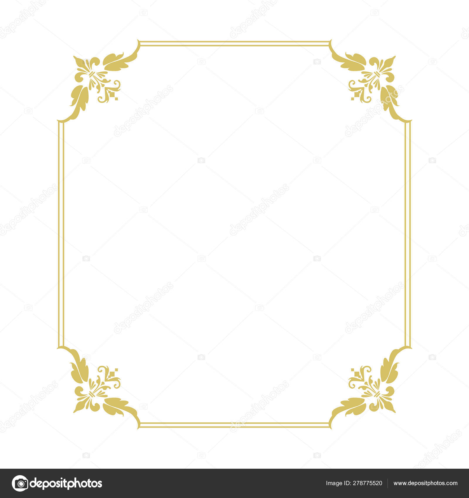 배경에 격리된 황금색 프레임 스톡 벡터 - ©Ezhevika1 278775520, image size:1600x1700