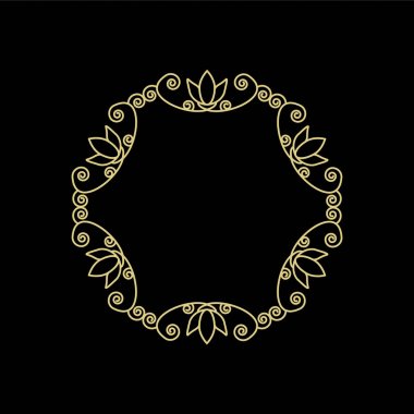 Siyah arka plan üzerinde altın ince çerçeve 