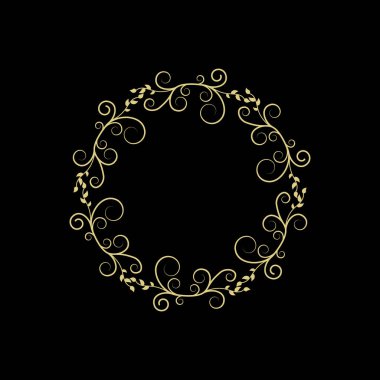 Siyah arka plan üzerinde altın ince çerçeve 