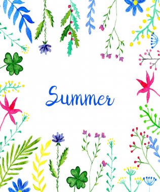 Kopyalama alanı ile parlak renkli çiçek çerçeve