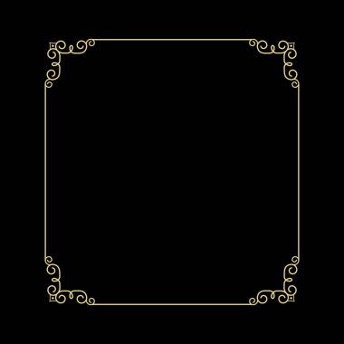 Siyah arka plan üzerinde altın ince çerçeve 