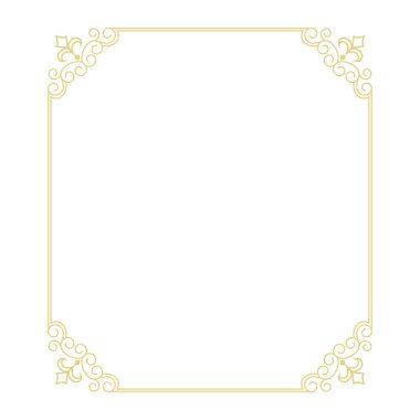 Beyaz arka plan üzerinde izole altın ince çerçeve 