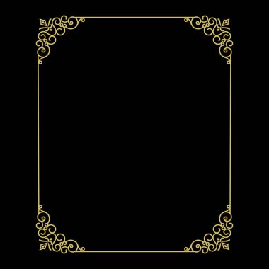 Siyah arka plan üzerinde altın ince çerçeve 